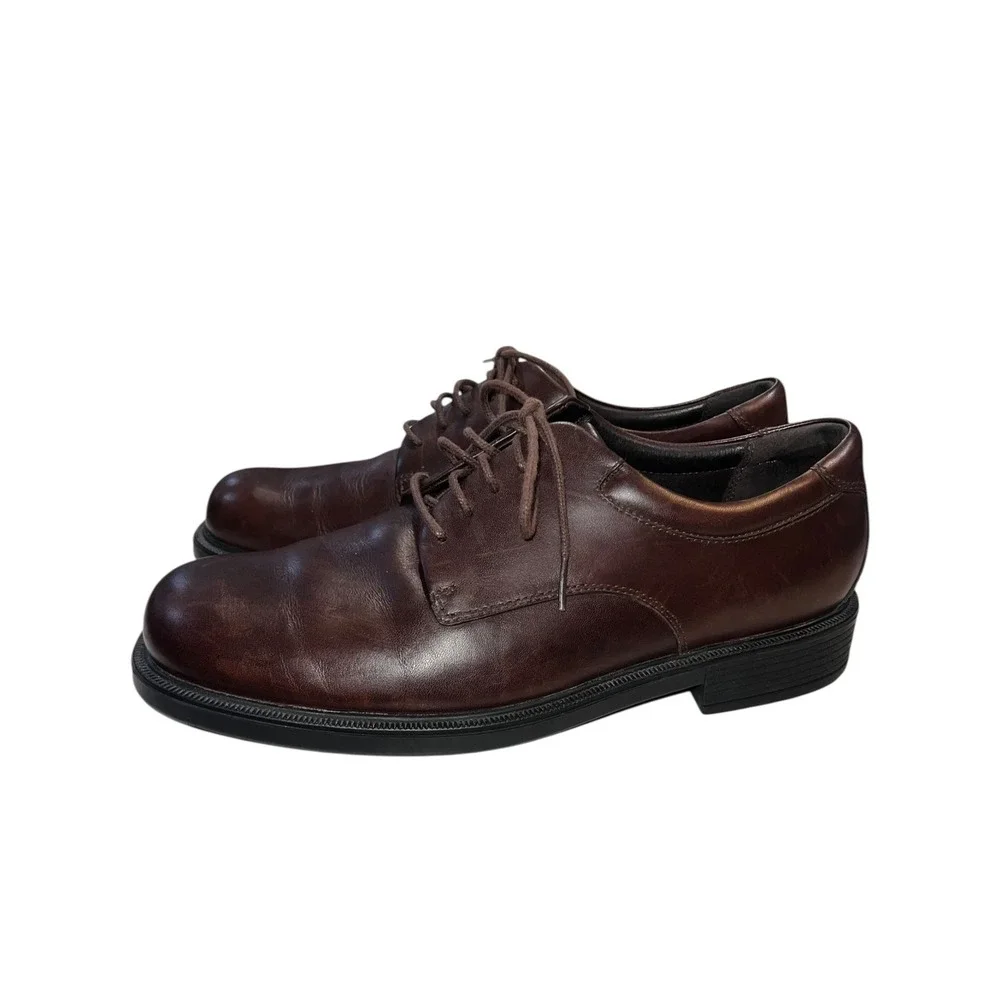 Rockport Mahogany Brown Leather Lace Up Loafers Men's Size 10.5‎ Career